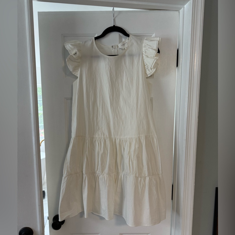Pomander Place White Ruffle Sleeve Dress